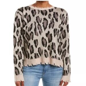 Fate Anthropologie Womens Distressed Leapoard Print Sweater Size Medium